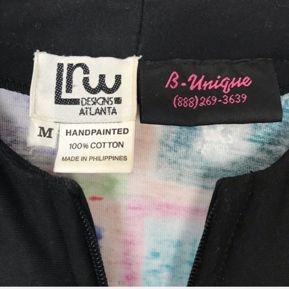 VINTAGE LRW ATLANTA Handpainted Dog Art Jacket Medium Unique Eclectic Dog Lover - Picture 7 of 8